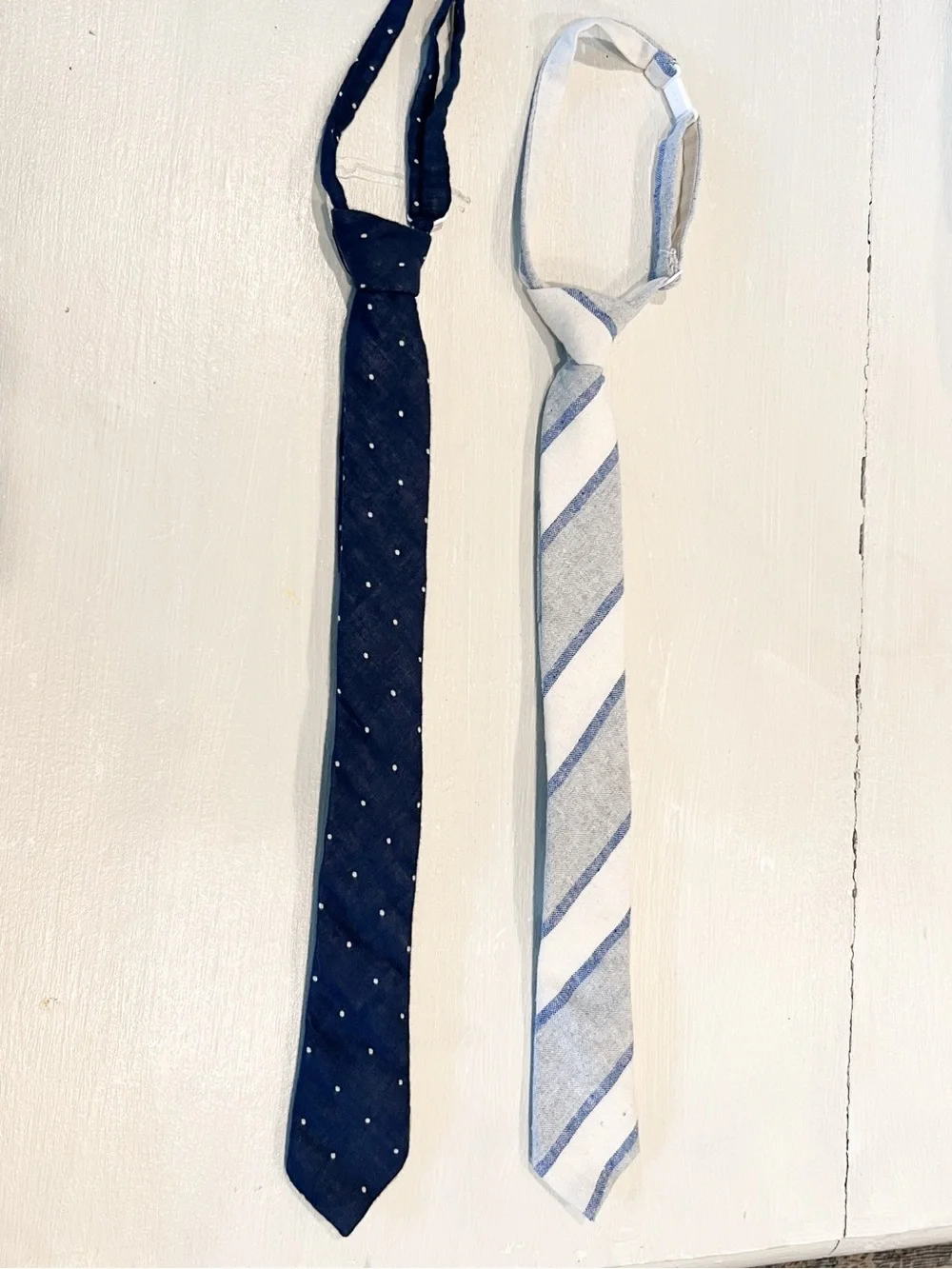 Boon Adjustable Neck Tie Set of 2 Navy Dot & Light Gray Striped 9-13 years (XL)